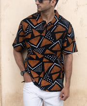 Black Geometric Print Polo T-Shirt