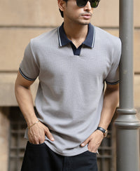 Grey Contrast Collar T-Shirt
