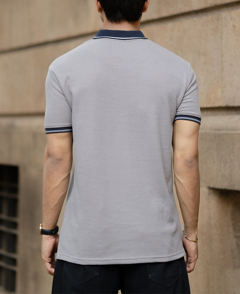 Grey Contrast Collar T-Shirt
