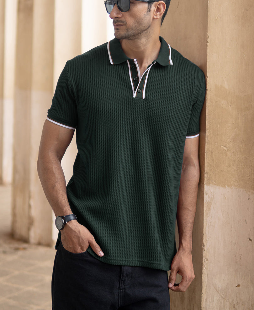 Pine Green Structured Polo T-Shirt