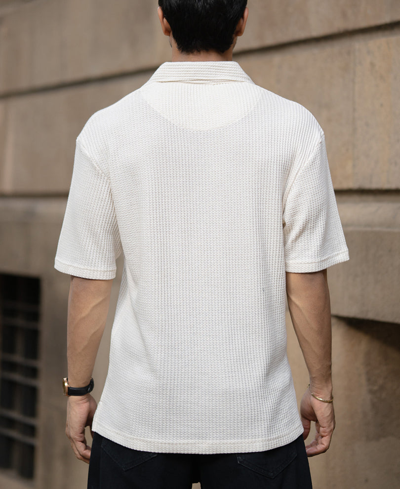 White Zipper Polo With Pockets