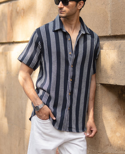 Navy Structured Stripe Shirt