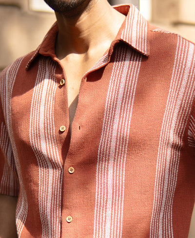 Rust Structured Stripe Shirt