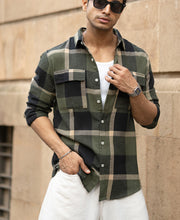 Olive Brushed Checks Shirt