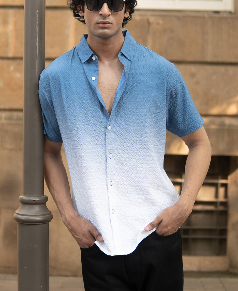 Blue Ombre Structured Shirt