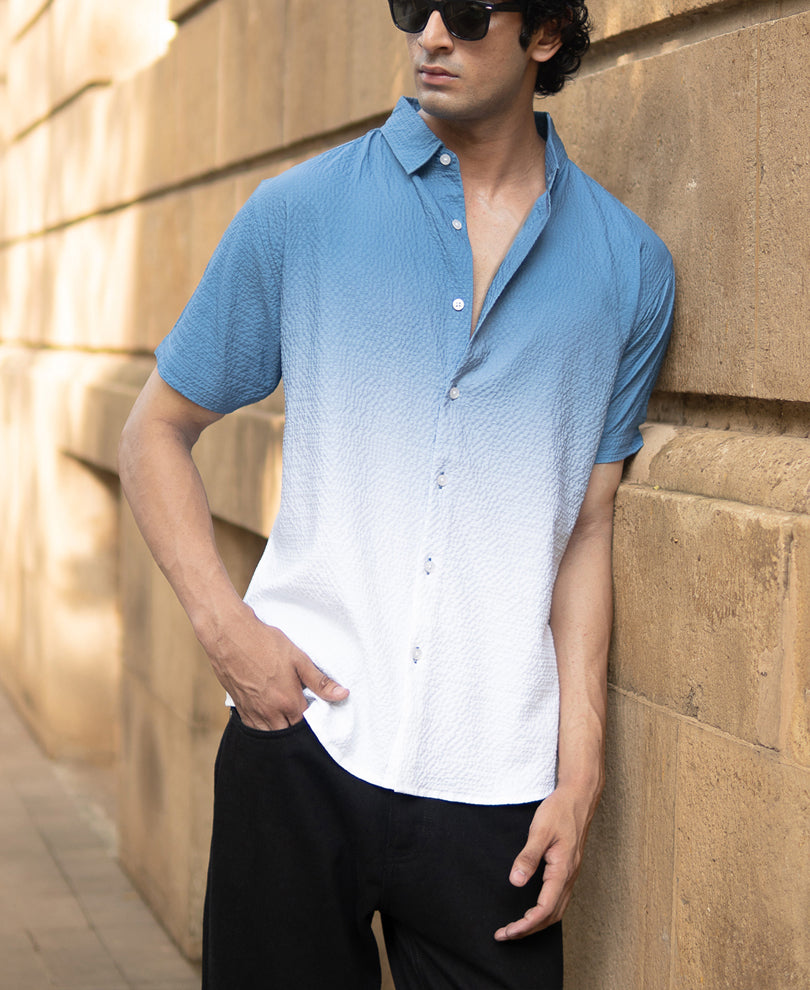Blue Ombre Structured Shirt