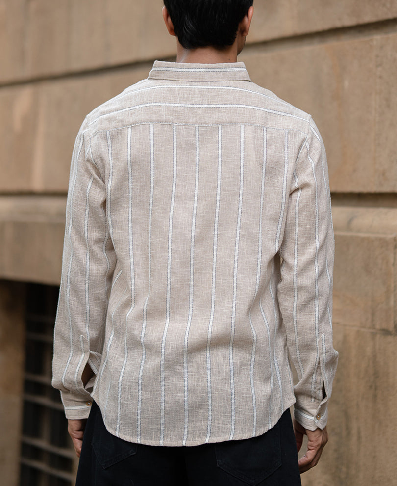 Beige Lightweight Stripe Shirt