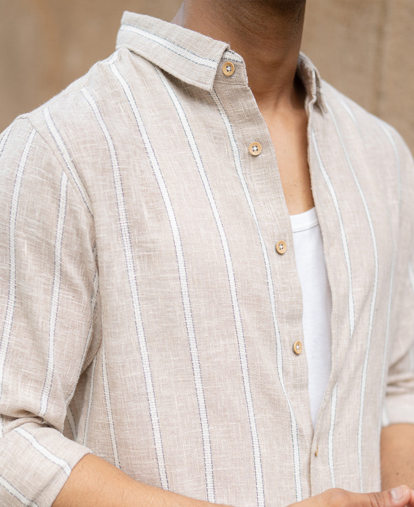 Beige Lightweight Stripe Shirt
