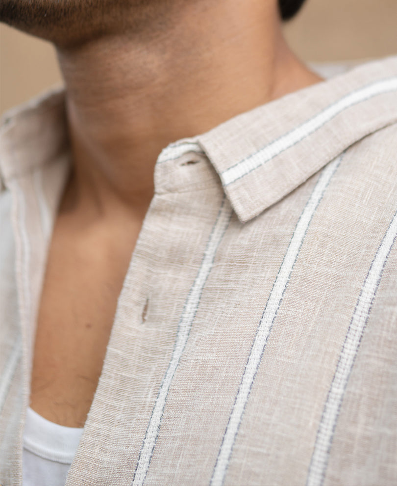 Beige Lightweight Stripe Shirt