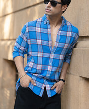 Blue Brushed Full Sleeves Checks Shirt