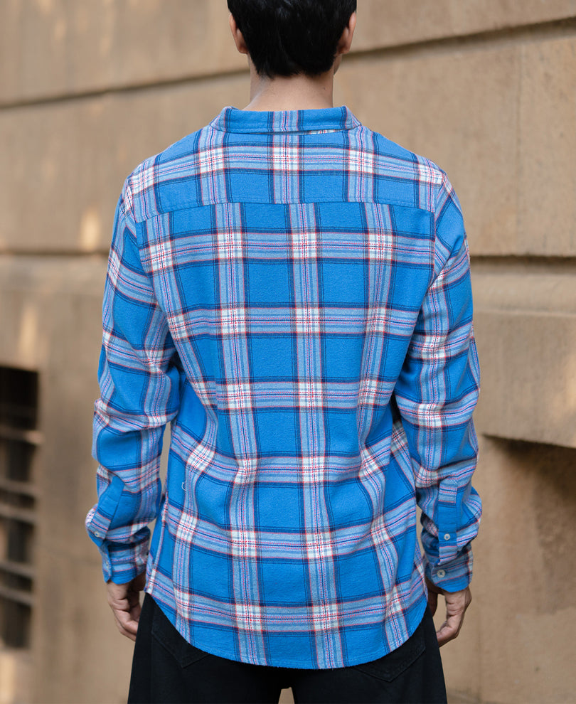 Blue Brushed Full Sleeves Checks Shirt
