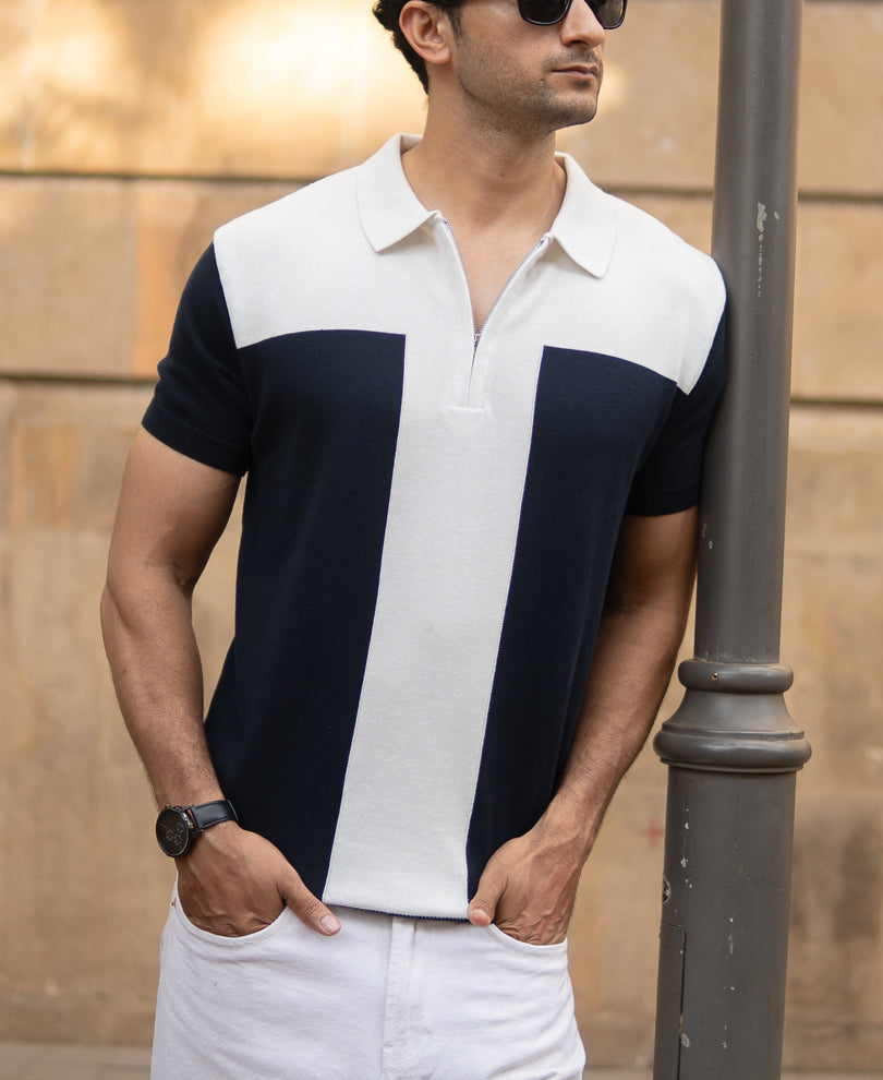 Navy Colour Block T-Shirt