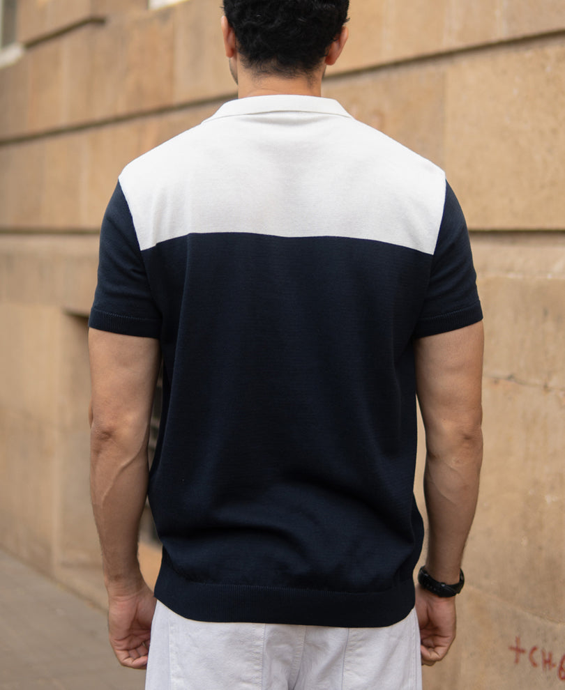 Navy Colour Block T-Shirt