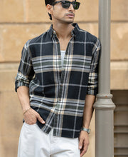 Black Macro Checks Button Down Shirt