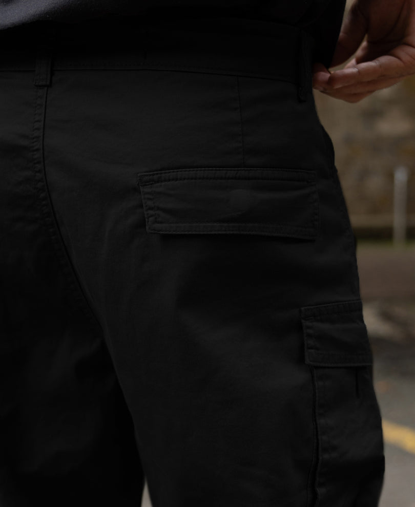 Black Regular Fit Cotton Utility Cargo Pant