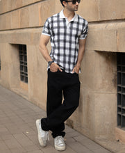 Black And White Printed Checks T-Shirt