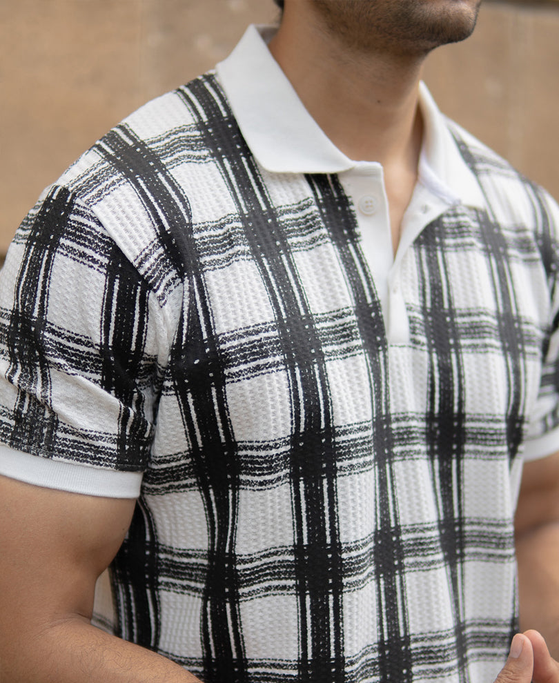 Black And White Printed Checks T-Shirt