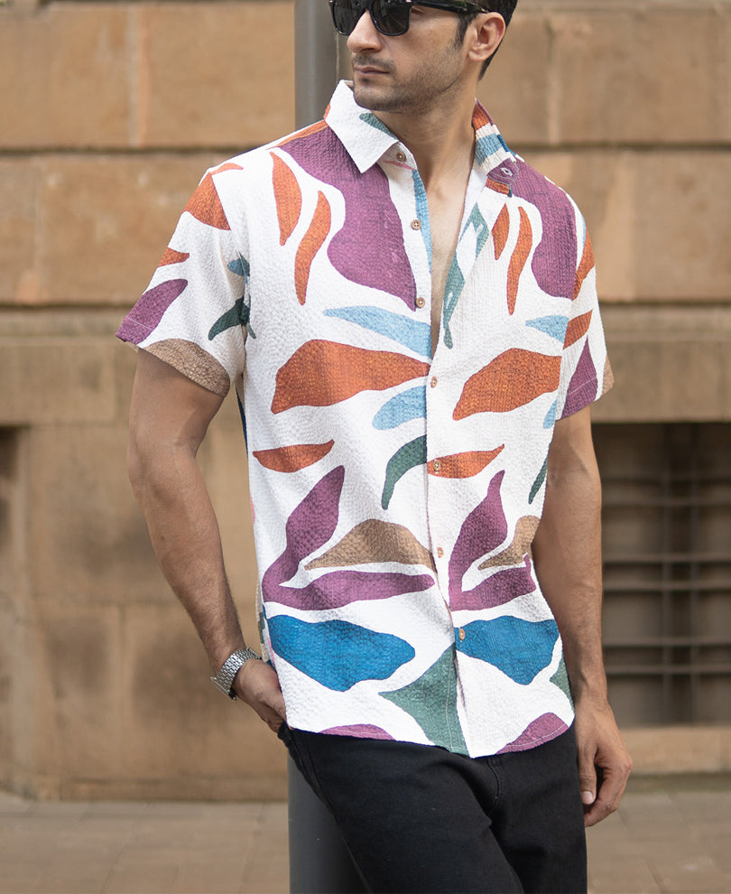 Multicolour Structured Printed Shirt