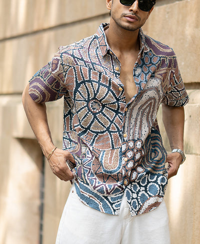 Multicolour Abstract Structured Print Shirt