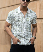 White Printed Polo T-Shirt