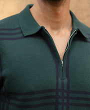 Forest Green Knitted Checks T-Shirt