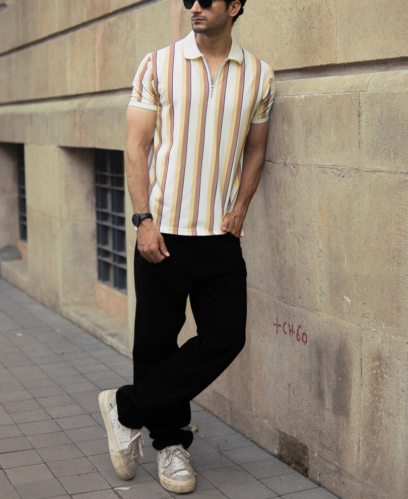 Mustard Printed Stripe T-Shirt