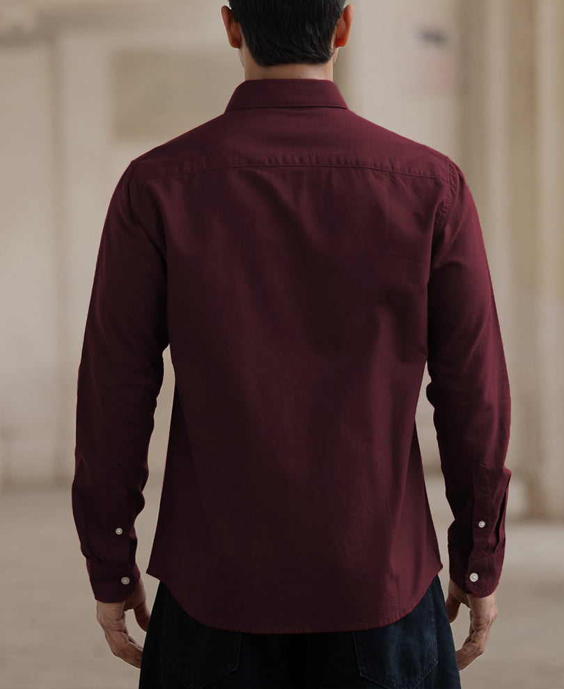Wine Cotton Oxford Shirt
