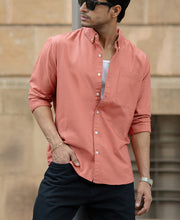 Dark Peach Cotton Oxford Shirt