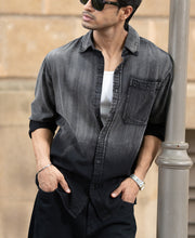 Black Sprayed Denim Shirt