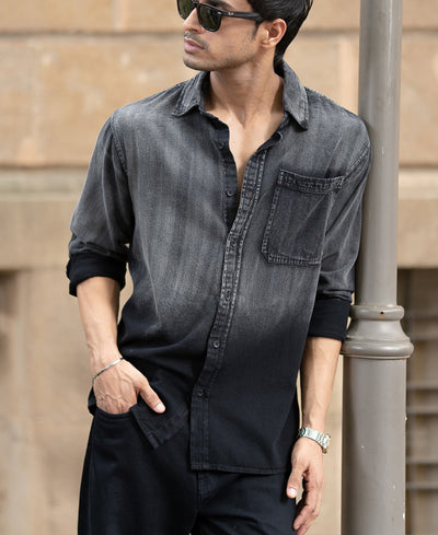 Black Sprayed Denim Shirt