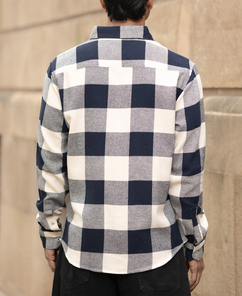 Navy Checks Shirt With Pocket