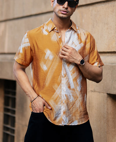 Butterscotch Abstract Print Shirt
