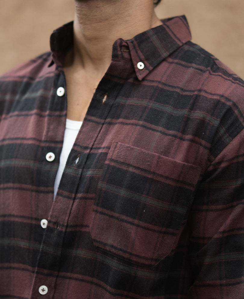 Burnt Brick Lightweight Checks Shirt