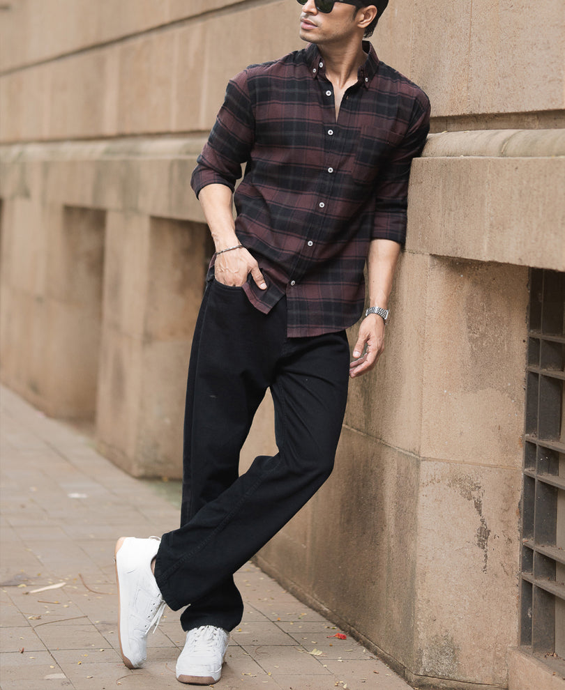 Burnt Brick Lightweight Checks Shirt