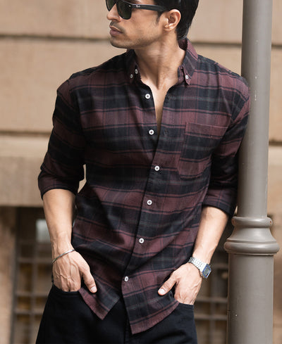 Burnt Brick Lightweight Checks Shirt