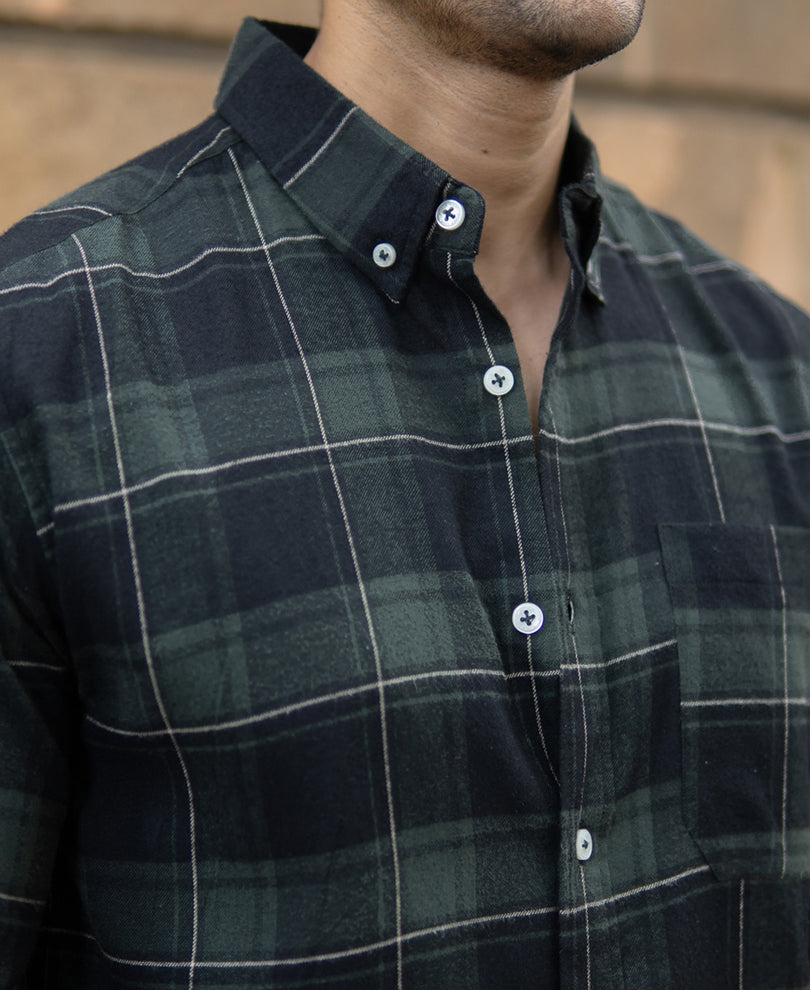 Dark Green Checks Lightweight Shirt