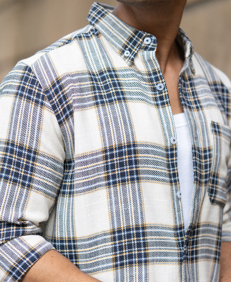 Multicolour Structured Checks Button Down Shirt