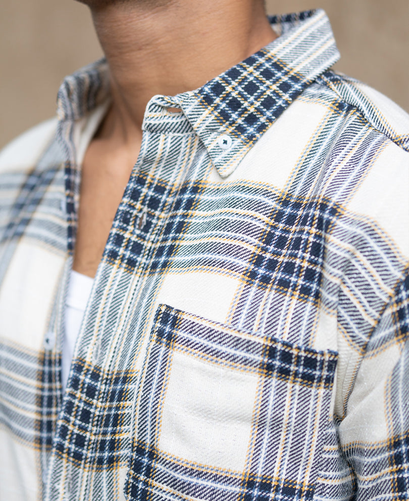 Multicolour Structured Checks Button Down Shirt