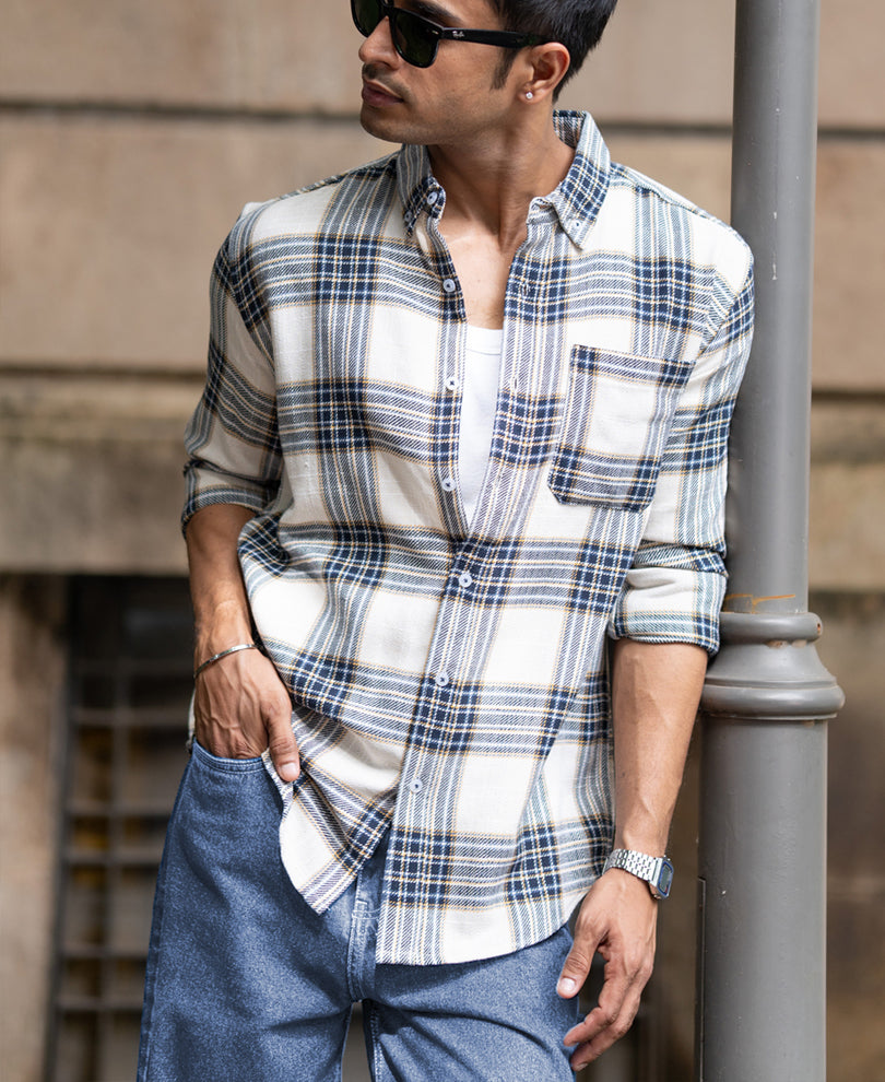 Multicolour Structured Checks Button Down Shirt