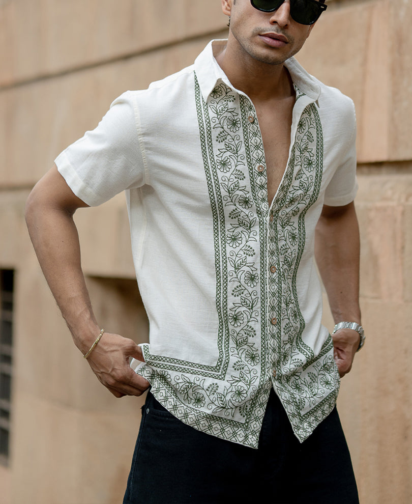 Natural Embroidered Shirt