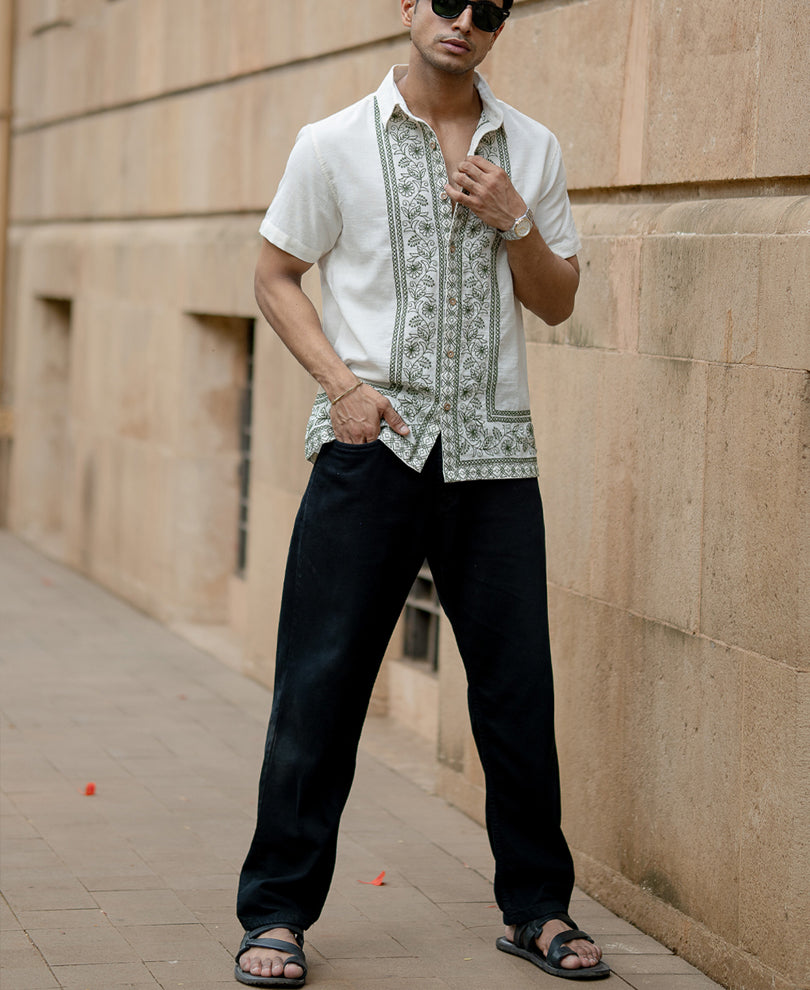 Natural Embroidered Shirt