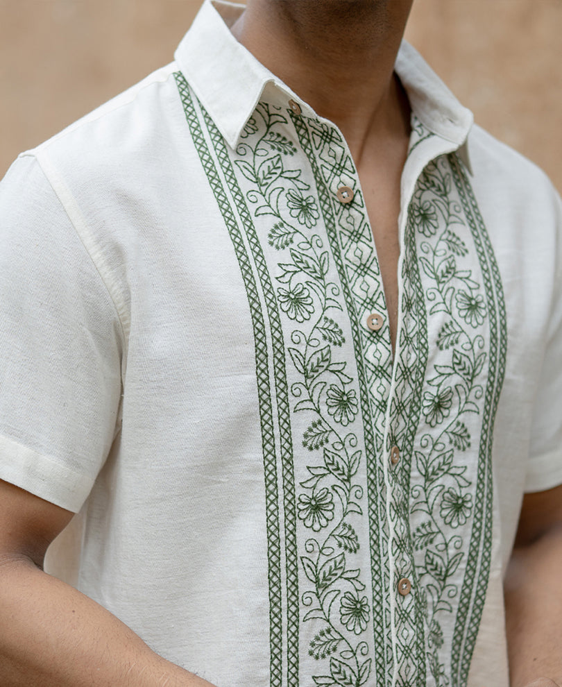 Natural Embroidered Shirt