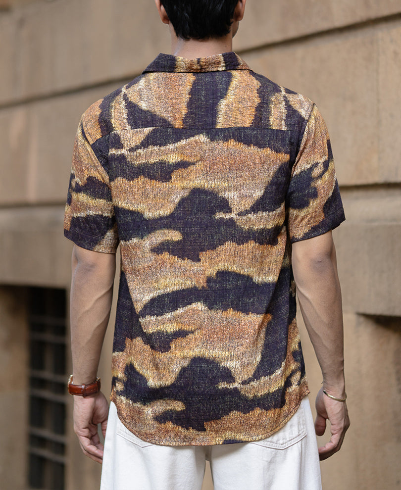 Multicolour Abstract Print Half Sleeves Shirt