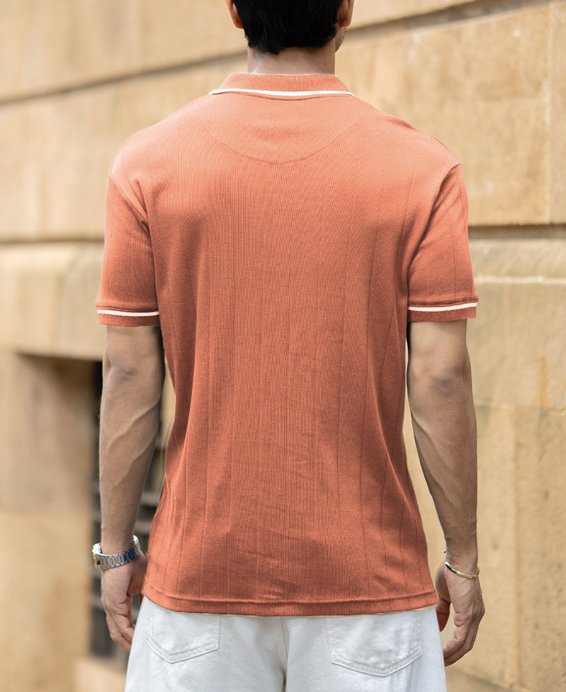 Russet Knit Polo T-Shirt