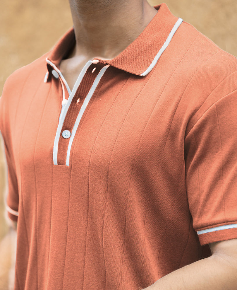 Russet Knit Polo T-Shirt