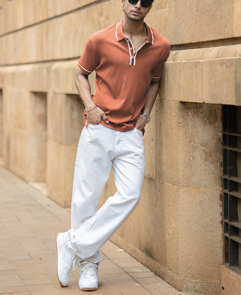 Russet Knit Polo T-Shirt