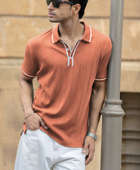 Russet Knit Polo T-Shirt