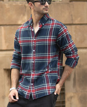 Navy Flannel Checked Shirt