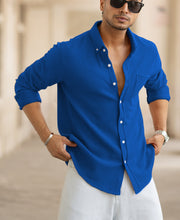 Royal Blue Structured Knit Shirt