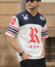 White And Navy Jersey T-Shirt